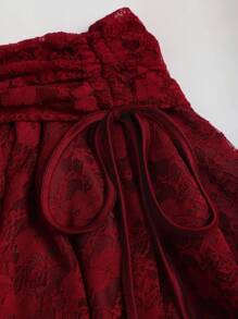 Sweetra Boho Style Knitted Lace Asymmetrical Hem Waist Gathered Mini Skirt For Women