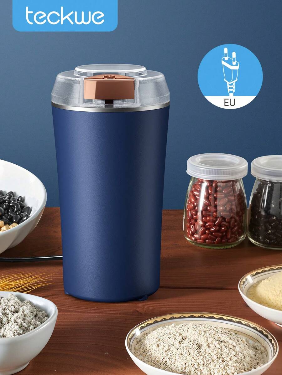 Teckwe Máy xay cà phê điện, máy xay gia vị, máy xay hạt cà phê, máy xay bột nút nhấn một chạm dễ dàng bật/tắt, hoàn hảo cho các loại thảo mộc, gia vị, hạt, ngũ cốc và hạt cà phê (màu xanh) - phích cắm EU - Màu xanh lam - Xem 1