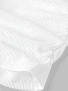 SHEIN Girlism 2 peças/Conjunto Teen Garota Look Denim Branco Top Bandeau de Tricô e Calça Denim Reta Azul