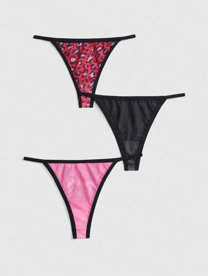 Goth 3 PCs/Set Women Retro Floral, Skull Wings, Heart Print Panties