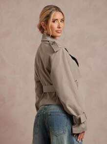 Lumalex 秋季 适度 旧钱 闪光 节日 聚会 感恩节 狂欢 节日 郊游 游泳 度假 波西米亚风 波西米亚风 海滩 热门 户外 丰富层次 婚礼 季节 宴会 成年礼 海滩 海边 短款褶皱 女式纯色长袖风衣 短款风衣 灰色夹克 女式风衣 腰带夹克 短款夹克 - 卡其色 - 查看 3