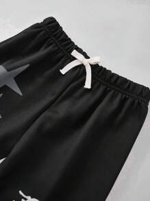 SHEIN 2 件装青少年男孩休闲运动学院街头涂鸦图案连帽开衫运动衫和喇叭裤套装适合儿童服装幼儿男孩服装返校男孩套装适合生日派对、晚会、表演、婚礼、洗礼、开幕式日常适合日常使用适合上学适合旅行适合运动适合春秋冬季 - 白色 - 查看 9
