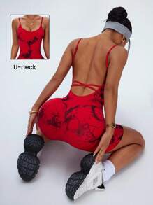 Dewbera Dewbera Seamless Tie-Dye Sleeveless Romper, Suitable For Summer Sports Workout Romper - Multicolor - View 2