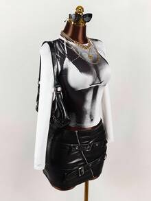 Amplova 3D Body Print Cropped Fall/Winter T-Shirt