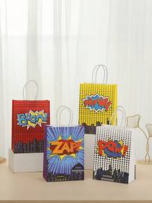 12 piezas Bolsas de fiesta de superhero, bolsas de regalo de súperheros de dibujos animados, suministros para fiesta temática de héroe, regalos de cumpleaños, con asa, recuerdos de fiestas de Superhera, dulces de papel para decoraciones de festividades de San Valentín