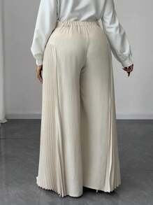 Maweii 夏季褶皱纹理面料杏色休闲、度假和通勤宽松裤 - 杏色 - 查看 3