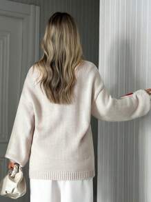 EURMUSE Women Front Button Flower Embroidery Drop Shoulder Cardigan,Long Cardigans Woman,Petite Cardigans,Cardigans - Black and White - View 2