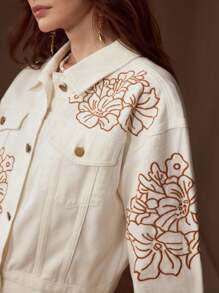 MOTF PREMIUM EMBROIDERY BUTTON UP DENIM JACKET