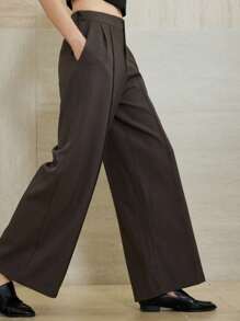 Aveloria Modichic 高腰阔腿裤，高腰设计提升腰线，复古款经典耐穿，亲肤面料，适合多种场合和日常通勤 - 深灰色 - 查看 1