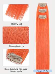 9AM Hair Colored Clip In Hair Extensions 100% Real Human Hair 18 Inch 3 Chiếc Đỏ/Xanh Dương/Xanh Lá/Hồng/Cam Vô Hình Thẳng Highlight Nhiều Màu Sắc Tóc Giả Cầu Vồng Cho Phụ Nữ/Bé Gái - Nhiều màu - Xem 4