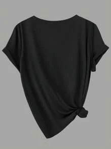 Calvaya Plus Size Women Summer Solid Color Crew Neck Short Sleeve Casual T-Shirt, Basic Top