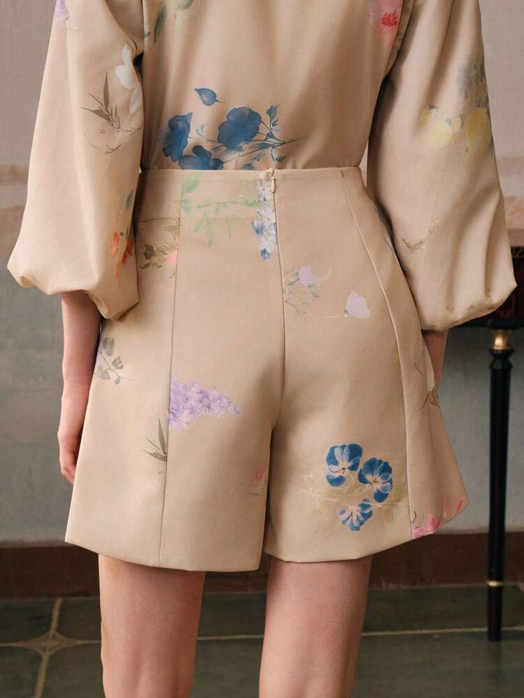 Women's Summer Floral Print Loose Wide Leg Casual Shorts