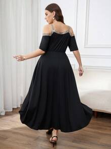 Ellevyn Robe d'été élégante minimaliste à épaules dénudées avec ruban en grande taille