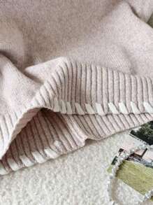 SHEIN LUNE 女士休闲拼色宽松针织背心上衣针织背心无袖针织上衣女士针织背心毛衣背心返校秋季女装秋季外出上衣女士学校外出上衣秋季服装返校服装学校服装女士秋季服装可爱衬衫老款女士商务休闲女士返校服装 - 杏色 - 查看 3