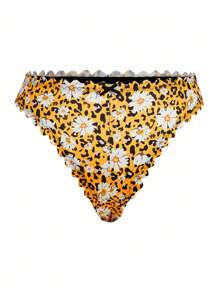 5pcs/Pack Plus Size Leopard Print Animal Pattern Comfortable Briefs & Thongs - Multicolor - View 5