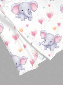 PopScrub Women's White V-Neck Short Sleeve Double Pocket Side Slit Cute Elephant Cartoon Animal Heart Balloon Print Nurse/Doctor Uniform Top/ Scrubs, Solid Color Pet Grooming Uniform Top/Dietitian Workwear Short Sleeve/Lab Coat With Multi-Pockets, Summer Ladies Top Women Scrub Tops Nurse Scrubs Nursing Scrub Tops Scrub Tops With Elephants Print Elephant Print Scrubs