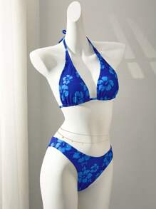 Swim Vcay 女士夏季沙滩花朵印花露背性感比基尼套装 - 彩色 - 查看 1