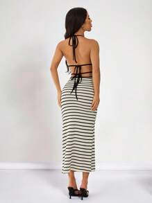 SHEIN PETITE 女士休闲长裙，简约时尚，适合日常穿着 - 黑與白 - 查看 1