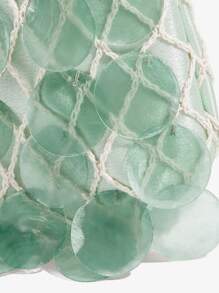 SHEIN SXY 女士贝壳包手提包，时尚、简约、优雅、多功能，适合海滩、度假、假日、夏季、海边 - 薄荷綠 - 查看 7