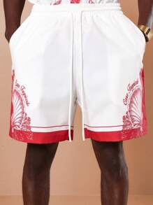 SUMWON مجموعة قميص وشورت مطبوعة بالمحار الاستوائي لعطلة الفاخرة ، لبس الشاطئ والعطلات الصيفية والهاواي