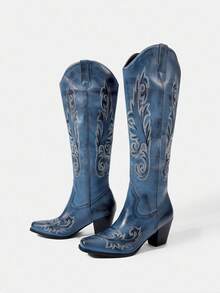 Styleloop 女式西部牛仔靴，刺绣马靴，切尔西靴，中筒靴，适合万圣节、圣诞节、派对