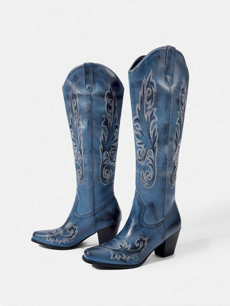 Styleloop 女式西部牛仔靴，刺绣马靴，切尔西靴，中筒靴，适合万圣节、圣诞节、派对