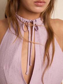 Nöista 修身吊带上衣，颈部饰有蝴蝶结，提升您的夏日造型，这款日间单品尤为引人注目 - 紫色 - 查看 5