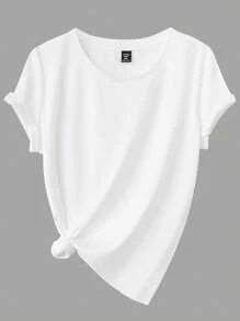 Easura 大码休闲百搭纯色短袖 T 恤，基本款 T 恤 - 彩色 - 查看 7