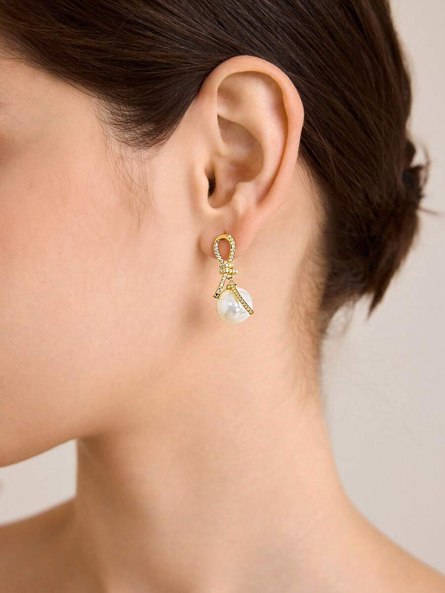 MOTF PREMIUM Pendientes colgantes con circonita cúbica y perlas falsas