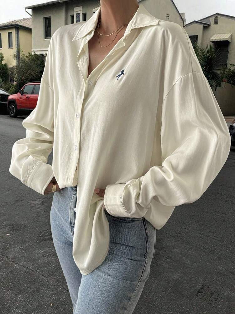 Women's Printed Solid Color Loose Casual Blouse Long Sleeve