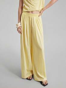 Ontre 2025 New Women's Clothing, Autumn/Winter Apparel, All Season Wear, Winter Outfits, Back To School Looks, Halloween & Christmas, Women's Teacher Attire, Outgoing Outfits, Night Out Dresses, Wedding Guest Gowns, Elegant Wedding Guest Dresses, Church Attire, Women's Business Casual, Versatile Basics, Daily Casual Solid Draped Neck Sleeveless Top & Pants 2 Pieces Set - Apricot - View 8