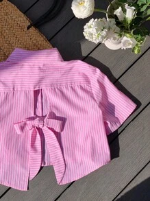 Comfortcana Women's Casual Pink Striped Shirt, Fashionable For Summer - Multicolor - View 3
