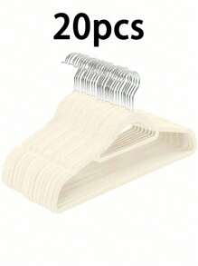 SHEIN 10/20pcs Luxury Black Flocked Anti Slip Hanger, Ultra-Thin And Space Saving - Heavy-Duty Rotating Black Hook Suitable For Clothing, Suits, Tops, Ties, Shirts, Skirts, And Pants Organization - Beige - View 11