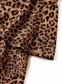 Ellevyn 女式 V 领收腰分层豹纹无袖蛋糕连衣裙，修身剪裁，优雅日常穿着，春夏秋 - 彩色 - 查看 7