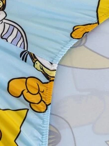 GARFIELD | SHEIN 1 tấm ga trải giường in hình hoạt hình, phù hợp với giường đơn/đôi/queen/king, mềm mại & thoáng khí, ấm áp - Nhiều màu - Xem 6