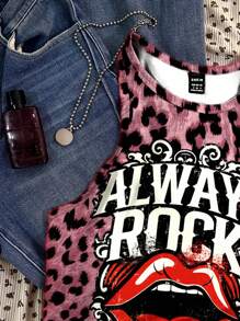 SHEIN EZwear Always Rock Retro Leopard Print Plus Size Casual Tank Top For Women, Suitable For Summer - Multicolor - View 4