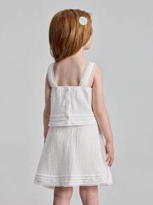 Ontre Set de 2 piezas, blusa con volantes y falda para niña - Blanco - Ver 2