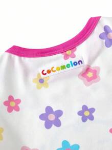 CoComelon X SHEIN Baby Girl Cute Cartoon Figure Graphic White Casual Sweet Cute Short Sleeve T-Shirt - Pink - View 5
