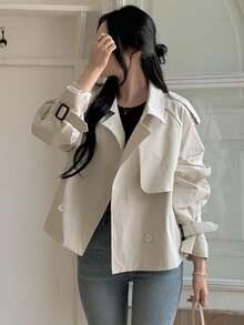 DAZY 女士宽松休闲短款风衣外套