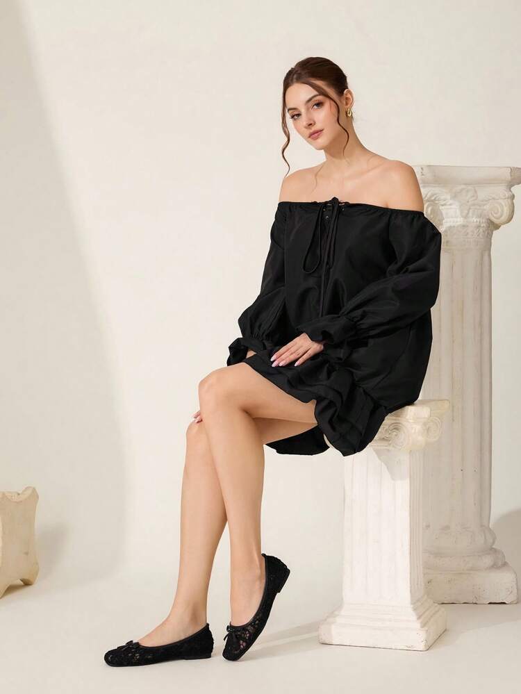 CUCCOO CHICEST Women's Round Toe Flat Lace Slip-On Black Bowknot Elegant Simple Flat Shoes For Christmas Elegant Shoes Wedding Shoes Summer Shoes Bride Shoes