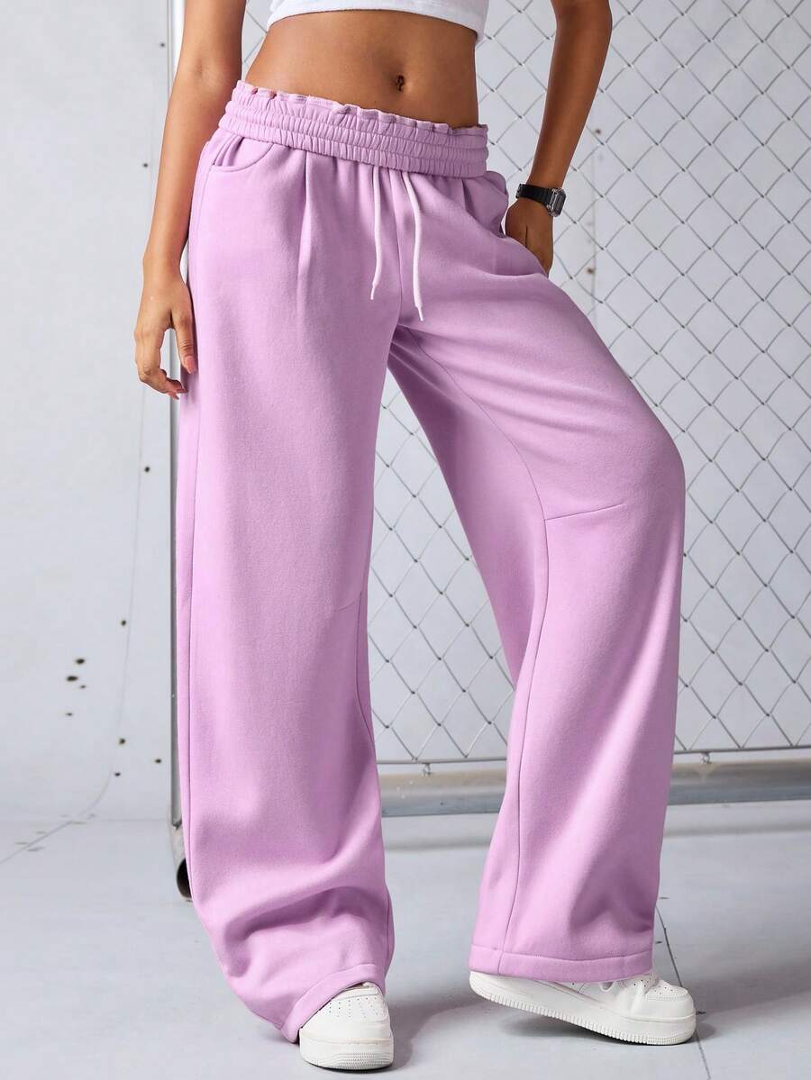 SHEIN Sports 女士休闲宽松腰部弹力纯色运动裤