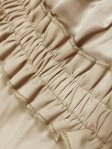 INAWLY Plus Size Women One Piece Jumpsuit With Ruffle Trim Off-Shoulder Short Sleeve And Pockets, Loose Fit - Apricot - View 3