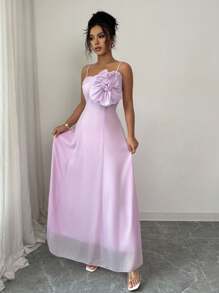 Elenzga Women's Elegant Charming Romantic Sleeveless Floral Print Bodycon Maxi Dress, Perfect For Dates, Parties, Beach Photos, Summer High-End Dress - Mauve Purple - View 5