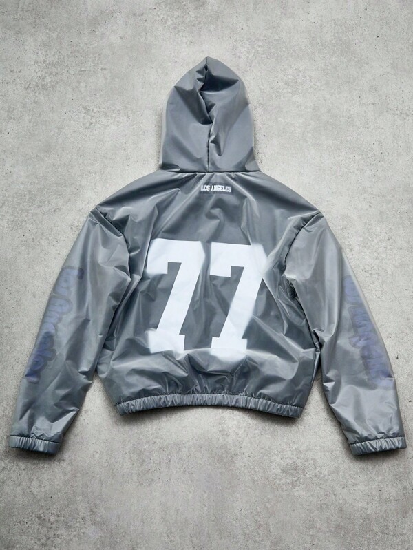 Manfinity Streetrush Men's Popular Street Style INS Matching Outer Rainproof Layer Reflective Tape Double Layer Hoodie, Daily Wear, Gift For Boyfriend/Husband, Anniversary, Iron Grey Hoodie
