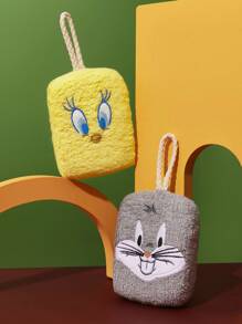 LOONEY TUNES X SHEIN 1 pieza Esponja de baño con estampado de dibujos animados y cuerda para colgar, adecuada para bañarse y limpiar tanto para niños como para adultos, de material suave y no irritante
