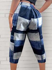 Linhara 大码度假休闲牛仔效果印花裤 - 彩色 - 查看 2