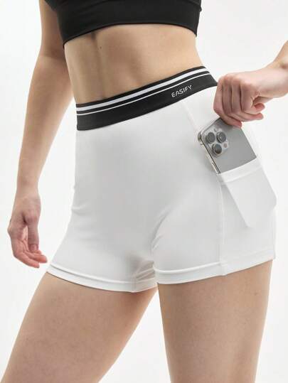 Eassivo Eassivo 女士高腰条纹紧身运动短裤，适合日常锻炼