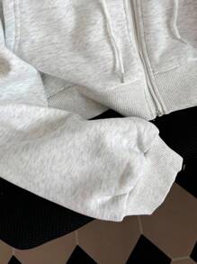 INAWLY Lalippa 女式字母印花落肩灰色连帽卫衣，适合秋冬季、毕业典礼、返校、教师 - 灰色 - 查看 3