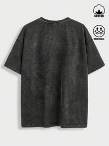 Manfinity Joysei Plus Size Men Casual Los Angeles Letter Graphic Print T-Shirt, For Going Out, Boyfriend Gift