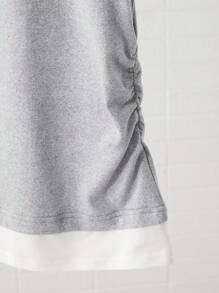 少女圆领短袖褶皱休闲T恤 - 彩色 - 查看 7